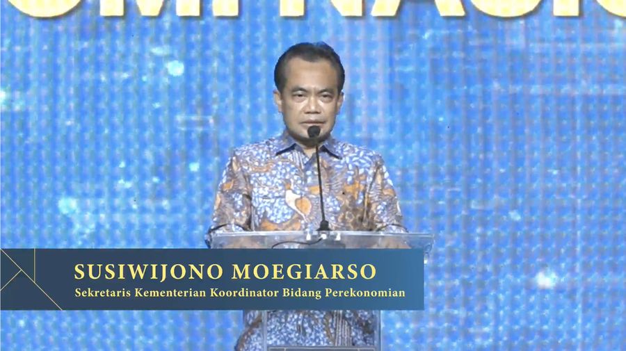 Sekretaris Kementerian Bidang Perekonomian Susiwijono Moegiarso Saat Peluncuran Buku Penanganan Covid-19 dan Program Pemulihan Ekonomi Nasional 2022 (Tangkapan layar via Youtube PerekonomianRI)