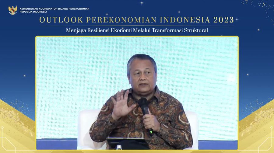 Gubernur Bank Indonesia, Perry Warjiyo dalam acara Outlook Perekonomian Indonesia 2023, Rabu (21/12/2022). (Tangkapan layar via Youtube PerekonomianRI)