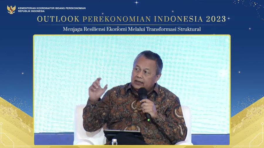 Gubernur Bank Indonesia, Perry Warjiyo dalam acara Outlook Perekonomian Indonesia 2023, Rabu (21/12/2022). (Tangkapan layar via Youtube PerekonomianRI)