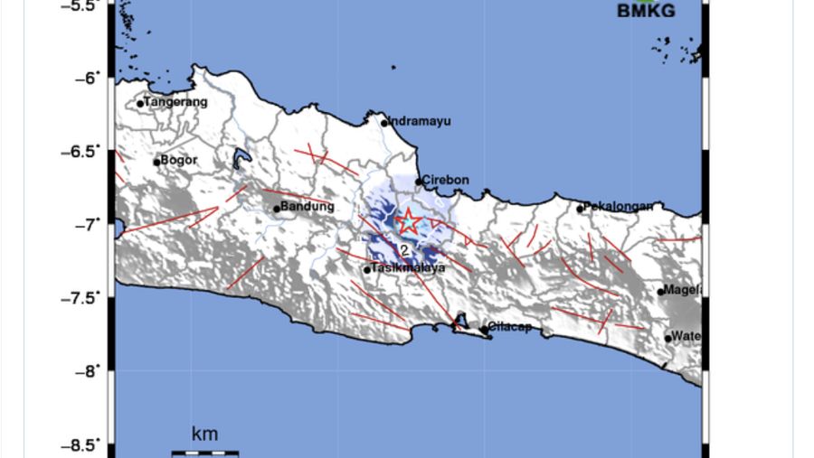 Gempa bumi mengguncang Kabupaten Kuningan Jawa Barat. (Twitter @infoBMKG)