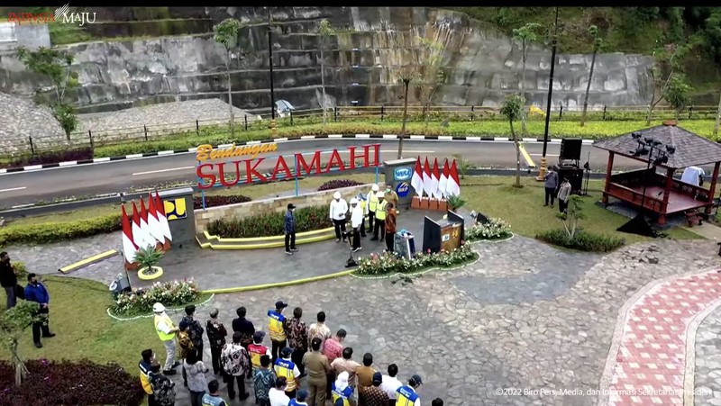 Presiden Jokowi Resmikan Bendungan Sukamahi, Kabupaten Bogor, 23 Desember 2022. (Tangkapan Layar Youtube Sekretariat Presiden)