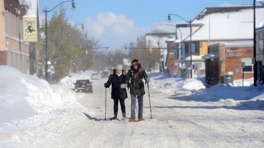 Badai musim dingin di New York, Amerika Serikat. (The Washington Post via Getty Images)