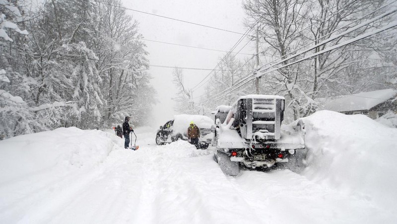 Badai musim dingin di New York, Amerika Serikat. (The Washington Post via Getty Images)