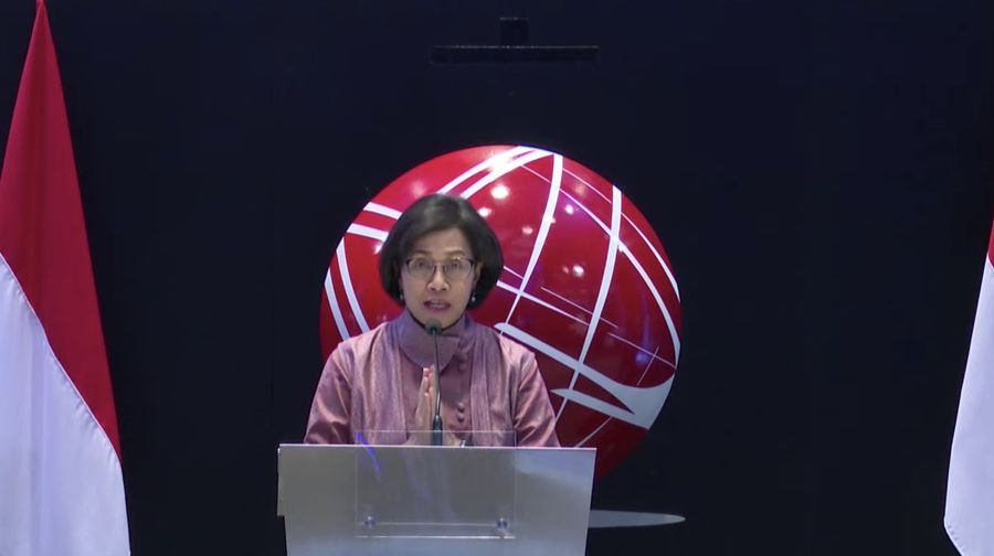 Menteri Keuangan Sri Mulyani di acara Peresmian Pembukaan Perdagangan Bursa Efek Indonesia Tahun 2023. (Tangkapan Layar Youtube)