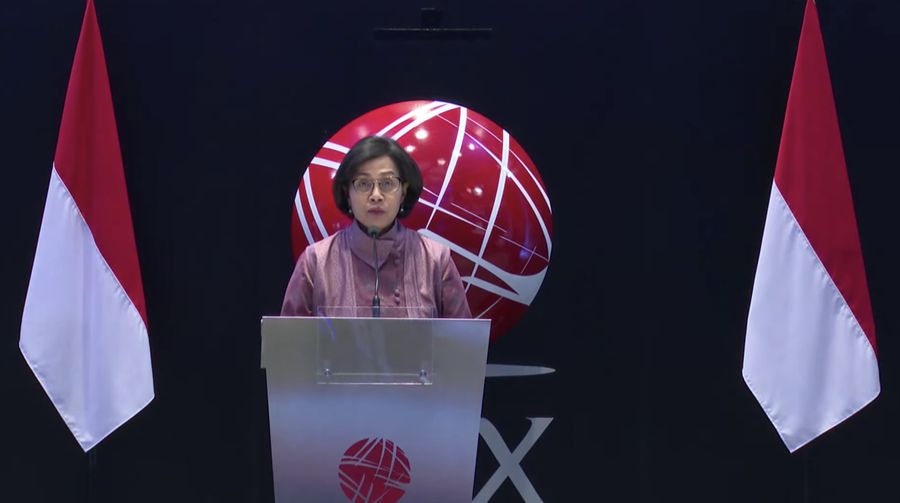 Menteri Keuangan Sri Mulyani di acara Peresmian Pembukaan Perdagangan Bursa Efek Indonesia Tahun 2023. (Tangkapan Layar Youtube)
