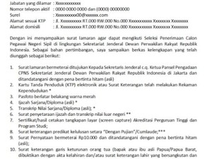 Surat Lamaran CPNS Kemenag 2024 Lengkap Link Download PDF-Word