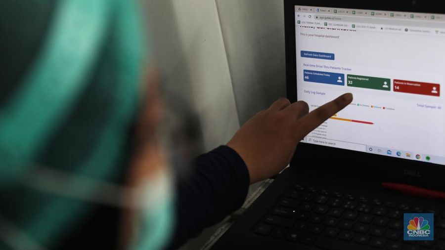 Petugas medis menunggu pengguna jasa layanan 'drive thru' tes antigen dan PCR COVID-19 harian di salah satu laboratorium di Tb Simatupang, Jakarta, Rabu (4/1/2023). (CNBC Indonesia/ Muhammad Sabki)