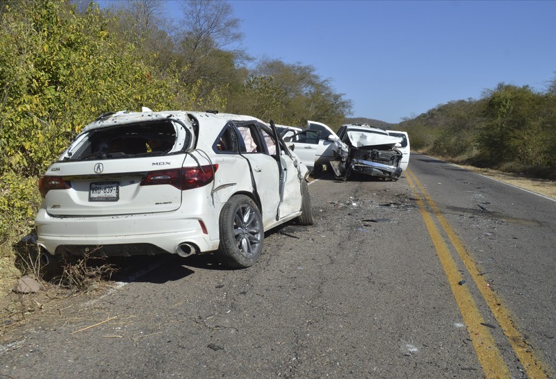Mexico Violence A vehicle riddled with bullets lies overturned on a street in Jesus Maria, Mexico, on Saturday, Jan. 7, 2023, the small town where Ovidio Guzman was detained earlier in the week. Thursday's government operation to detain Ovidio, the son of imprisoned drug lord Joaquin
