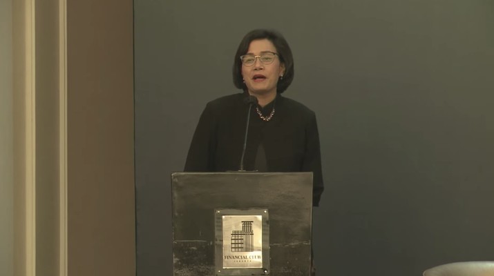 Sri Mulyani dalam acara CEO Banking Forum - Leadership Sharing: Menyambut Tahun Baru dengan Lebih Optimis. (Tangkapan layar Youtube IBI) Sri Mulyani dalam acara CEO Banking Forum - Leadership Sharing: Menyambut Tahun Baru dengan Lebih Optimis. (Tangkapan layar Youtube IBI)