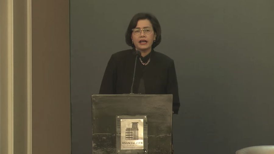 Sri Mulyani dalam acara CEO Banking Forum - Leadership Sharing: Menyambut Tahun Baru dengan Lebih Optimis. (Tangkapan layar Youtube IBI)