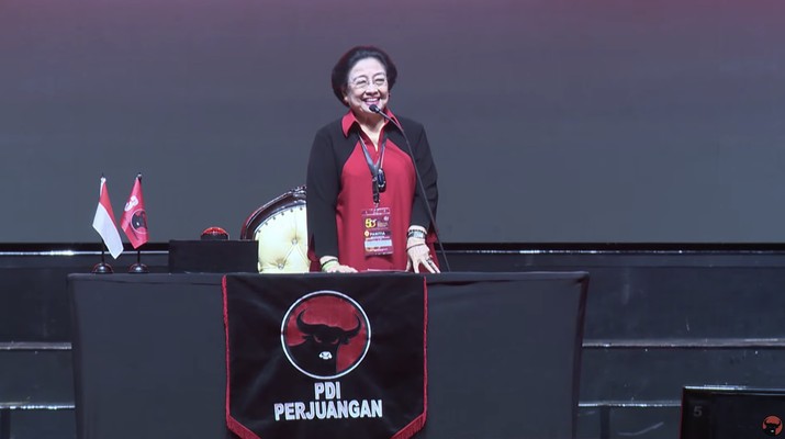 Memperingati hari Ulang Tahun PDI Perjuangan yang ke-50 tahun. (Tangkapan layar Youtube PDI Perjuangan) Memperingati hari Ulang Tahun PDI Perjuangan yang ke-50 tahun. (Tangkapan layar Youtube PDI Perjuangan)