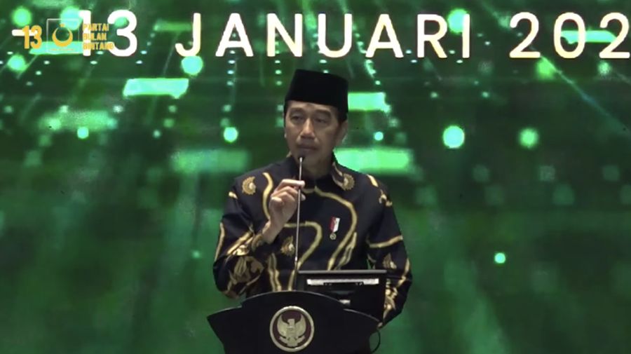 Presiden Joko Widodo menghadiri Rapat Koordinasi Nasional & Musyawarah Dewan Partai Bulan Bintang tahun 2023 pada (11/1/2023). (Tangkapan Layar Youtube Partai Bulan Bintang)