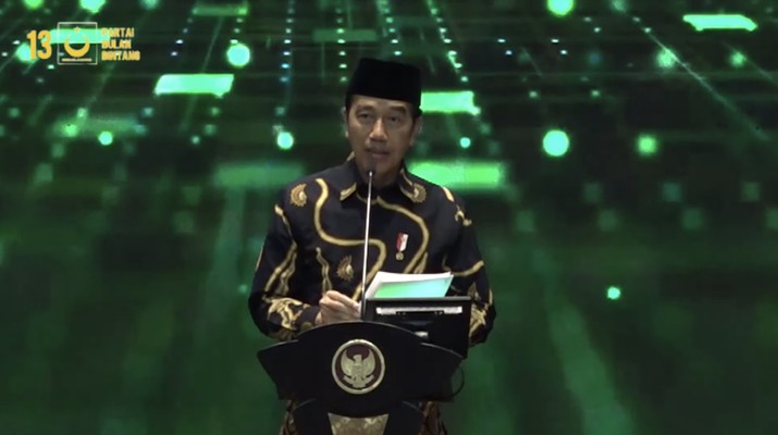 Presiden Joko Widodo menghadiri Rapat Koordinasi Nasional & Musyawarah Dewan Partai Bulan Bintang tahun 2023 pada (11/1/2023). (Tangkapan Layar Youtube Partai Bulan Bintang)