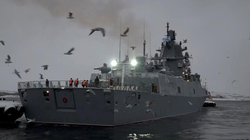 Sebuah kapal perang Rusia yang dipersenjatai rudal jelajah hipersonik telah menggelar latihan di area Laut Norwegia. (via REUTERS/RUSSIAN DEFENCE MINISTRY)