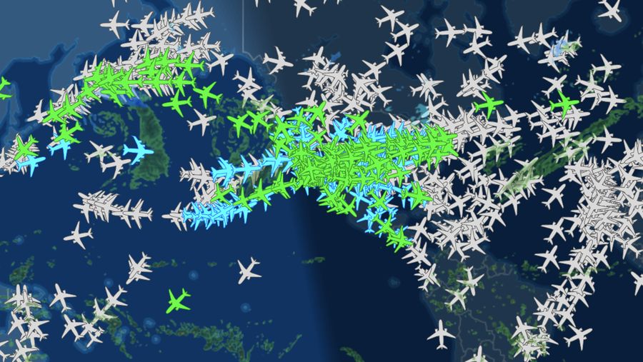 Pantauan dari sistem flightradar24 penerbangan domestik di seluruh wilayah Amerika Serikat (AS) terpaksa dihentikan Rabu (11/1/2023) pagi waktu setempat. (Tangkapan layar flightradar24)