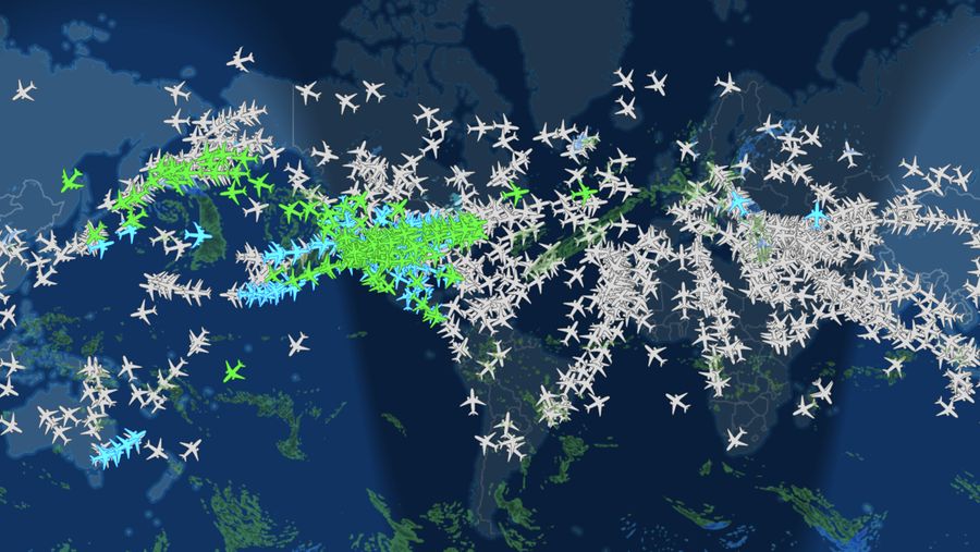 Pantauan dari sistem radar flightaware penerbangan domestik di seluruh wilayah Amerika Serikat (AS) terpaksa dihentikan Rabu (11/1/2023) pagi waktu setempat. (Tangkapan layar radar flightaware)
