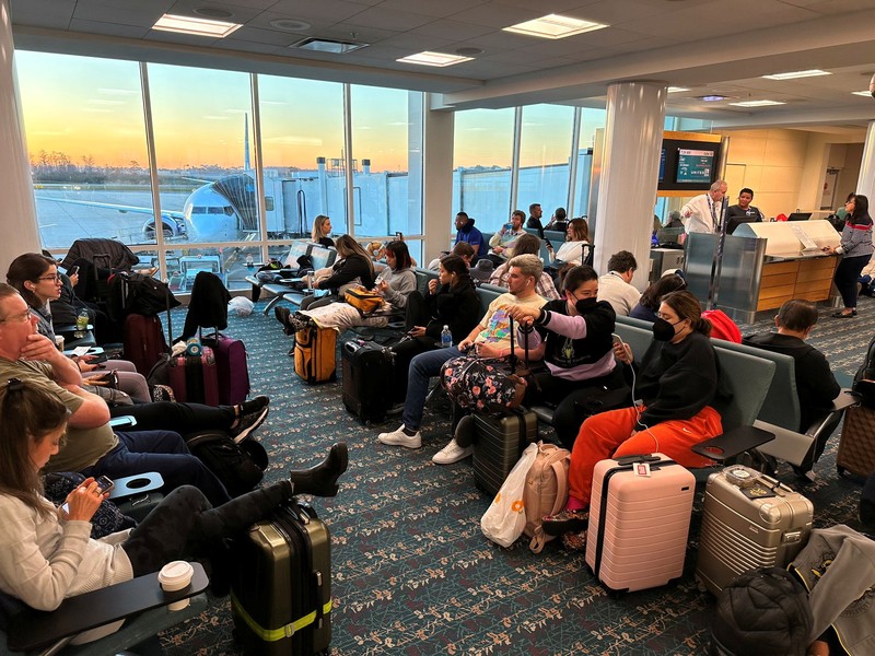 Pantauan dari sistem flightradar24 penerbangan domestik di seluruh wilayah Amerika Serikat (AS) terpaksa dihentikan Rabu (11/1/2023) pagi waktu setempat. (Tangkapan layar flightradar24)