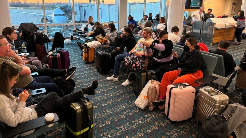 Pantauan dari sistem flightradar24 penerbangan domestik di seluruh wilayah Amerika Serikat (AS) terpaksa dihentikan Rabu (11/1/2023) pagi waktu setempat. (Tangkapan layar flightradar24)