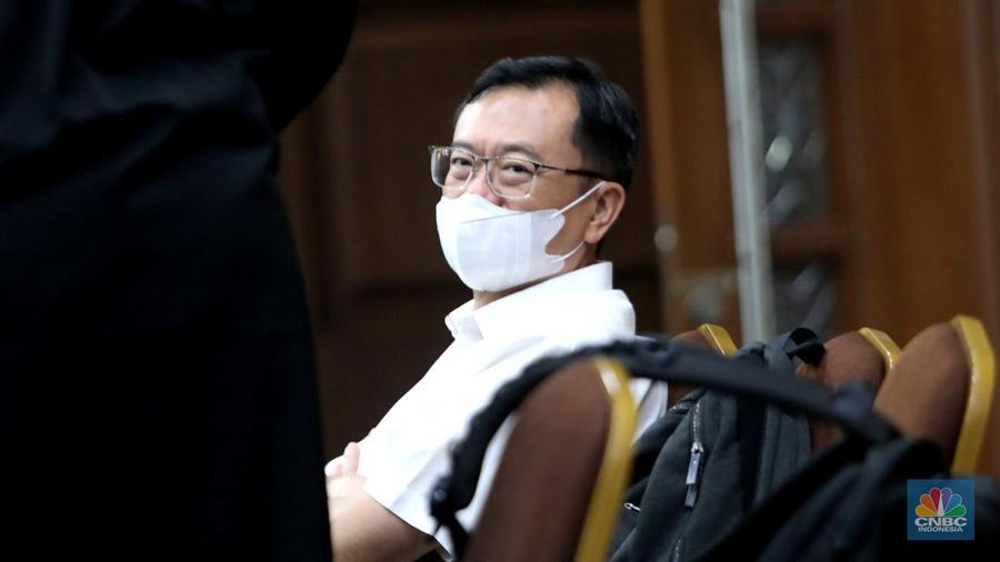 Terdakwa Benny Tjokrosaputro saat menjalani sidang Vonis di Pengadilan Tipikor, Jakarta, Kamis (12/1/2023). (վ/Muhammad Sabki)