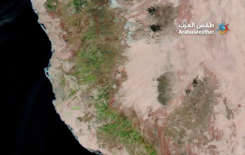 Dalam pemandangan yang tiba-tiba dan langka yang muncul dengan jelas pada citra satelit, vegetasi hijau menutupi beberapa wilayah di Arab Saudi bagian barat, yang dianggap sebagai tempat dengan iklim gurun yang kering yang mengubah wilayah gurun menjadi kawasan hijau. (Dok: NASA) Dalam pemandangan yang tiba-tiba dan langka yang muncul dengan jelas pada citra satelit, vegetasi hijau menutupi beberapa wilayah di Arab Saudi bagian barat, yang dianggap sebagai tempat dengan iklim gurun yang kering yang mengubah wilayah gurun menjadi kawasan hijau. (Dok: NASA)
