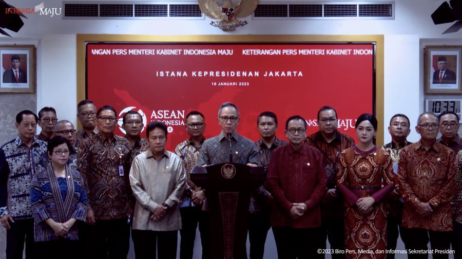 Keterangan Pers Ketua Dewan Komisioner OJK, Kantor Presiden, (16/1/2023). (Tangkapan Layar Youtube Sekretariat Presiden)