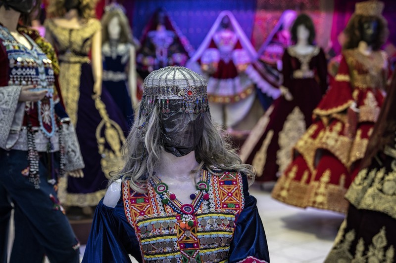 Afghanistan Mannequins Photo Gallery A mannequin's head is covered in a woman dress shop in Kabul, Afghanistan, Monday, Dec. 26, 2022. Under the Taliban, the mannequins in women's dress shops across the Afghan capital Kabul are a haunting sight, their heads cloaked in cloth sacks or wrapped in black plastic bags. The hooded mannequins are one symbol of the Taliban's puritanical rule over Afghanistan (AP Photo/Ebrahim Noroozi)