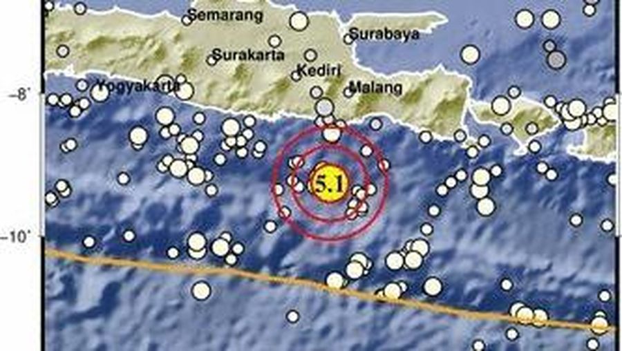 Info Gempa Bumi 5,1 KAB-MALANG-JATIM. (Twitter @infoBMKG)