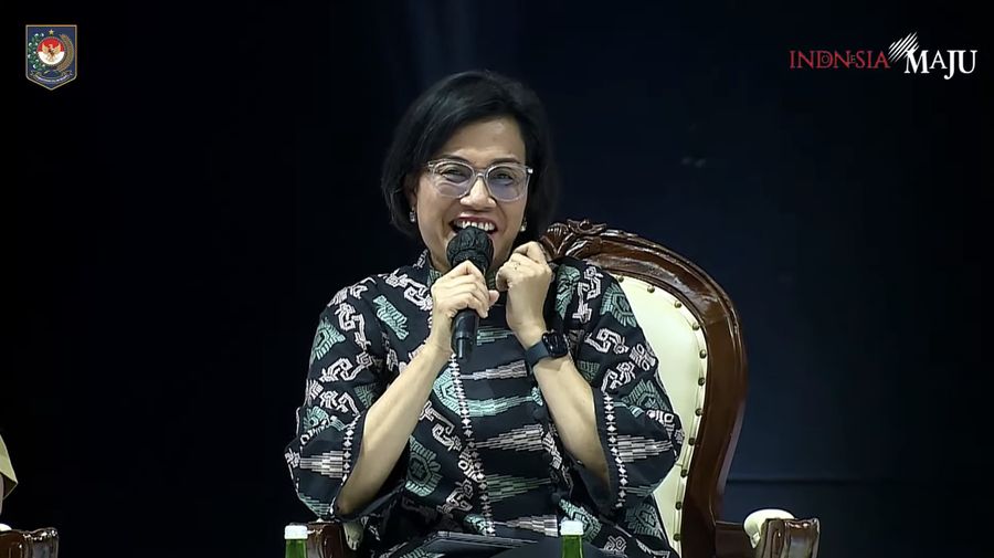 Menteri Keuangan Sri Mulyani Dalam Acara Rakornas Kepala Daerah dan FORKOPIMDA Tahun 2023. (Tangkapan Layar Youtube Kemendagri RI)