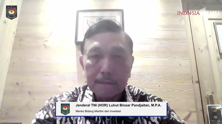 Menteri Koordinator Bidang Kemaritiman Republik Indonesia Luhut Binsar Pandjaitan Dalam Acara Rakornas Kepala Daerah dan FORKOPIMDA Tahun 2023. Menteri Koordinator Bidang Kemaritiman Republik Indonesia Luhut Binsar Pandjaitan Dalam Acara Rakornas Kepala Daerah dan FORKOPIMDA Tahun 2023. (Tangkapan Layar Youtube Kemendagri RI)