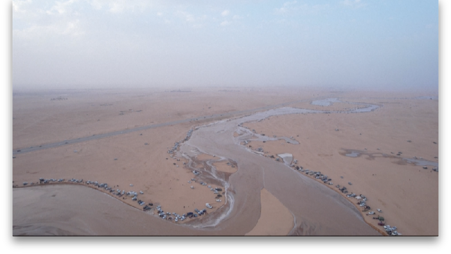 Seorang warga mengambil foto bukit yang menghijau setelah hujan deras di Mekkah, Arab Saudi pada 16 Januari 2023. (Photo by Hani Alshaer/Anadolu Agency via Getty Images)