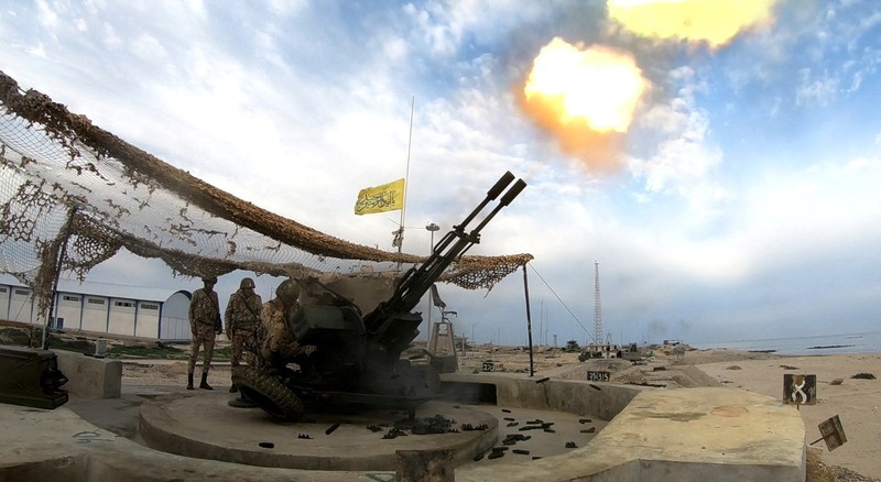 A missile is launched during an exercise of the Islamic Revolution Guards Corps (IRGC) navy in the south of Iran, in this picture obtained on January 17, 2023. IRGC/WANA (West Asia News Agency)/Handout via REUTERS ATTENTION EDITORS - THIS PICTURE WAS PROVIDED BY A THIRD PARTY