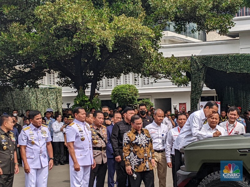 Presiden Joko Widodo menghadiri Rapat Pimpinan Nasional (Rapimnas) Kementerian Pertahanan Tahun 2023 di Jakarta, Kamis, (18/1/2023). (CNBC Indonesia/Emir)