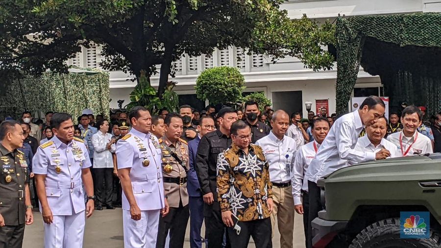 Presiden Joko Widodo menghadiri Rapat Pimpinan Nasional (Rapimnas) Kementerian Pertahanan Tahun 2023 di Jakarta, Kamis, (18/1/2023). (CNBC Indonesia/Emir)