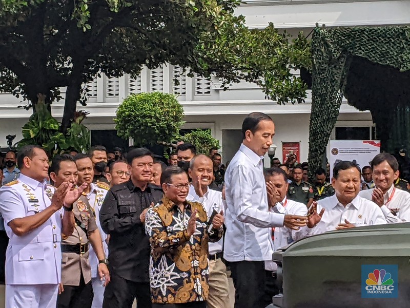 Presiden Joko Widodo menghadiri Rapat Pimpinan Nasional (Rapimnas) Kementerian Pertahanan Tahun 2023 di Jakarta, Kamis, (18/1/2023). (CNBC Indonesia/Emir)
