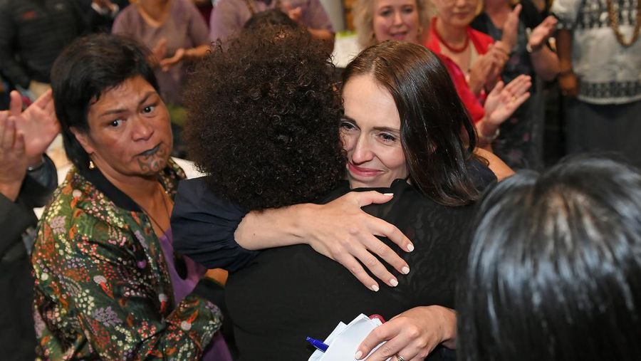 NAPIER, NEW ZEALAND - JANUARY 19: Clarke Gayford looks on as Prime Minister Jacinda Ardern announces her resignation at the War Memorial Centre on January 19, 2023 in Napier, New Zealand. (Photo by Kerry Marshall/Getty Images)