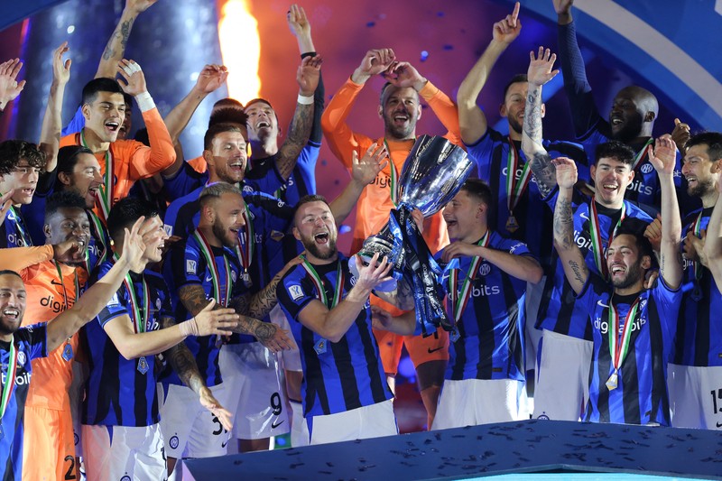 Saudi Italy Soccer Super Cup Fireworks explode before the Italian Super Cup final soccer match between AC Milan and Inter Milan at the King Saud University Stadium, in Riyadh, Saudi Arabia, Wednesday, Jan. 18, 2023. (AP Photo/Hussein Malla)