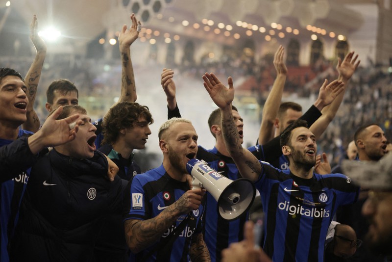 Saudi Italy Soccer Super Cup Fireworks explode before the Italian Super Cup final soccer match between AC Milan and Inter Milan at the King Saud University Stadium, in Riyadh, Saudi Arabia, Wednesday, Jan. 18, 2023. (AP Photo/Hussein Malla)