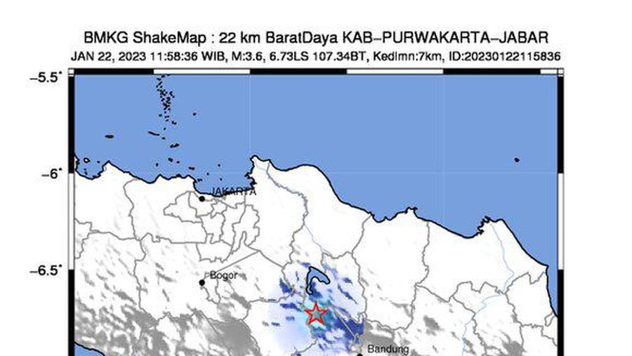 Gempa mengguncang Wilayah Kab.Purwakarta dengan Mag:3.6. (Twitter @bmkgwilayah2)