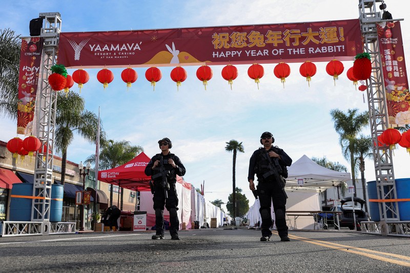 CALIFORNIA-SHOOTING/ Boxes and trash are left as a Chinese Lunar New Year celebration is taken down near the scene of a shooting that took place during a Chinese Lunar New Year celebration, in Monterey Park, California, U.S. January 22, 2023. REUTERS/Allison Dinner