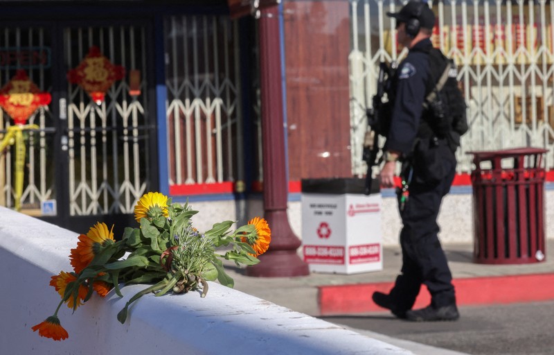 CALIFORNIA-SHOOTING/ Boxes and trash are left as a Chinese Lunar New Year celebration is taken down near the scene of a shooting that took place during a Chinese Lunar New Year celebration, in Monterey Park, California, U.S. January 22, 2023. REUTERS/Allison Dinner