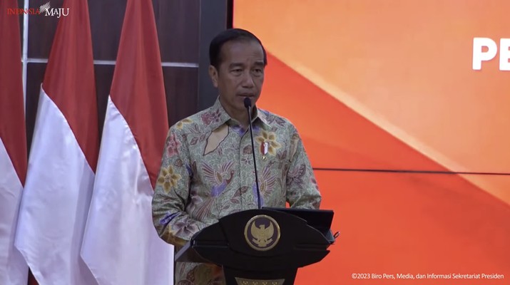 Presiden Jokowi Menghadiri Pembukaan Rakernas Program Pembangunan Keluarga, Kependudukan dan Keluarga Berencana (Banggakencana) dan Penurunan Stunting, Auditorium BKKBN Halim PK Jakarta Timur, 25 Januari 2023. (Tangkapan Layar Youtube Sekretariat Presiden)