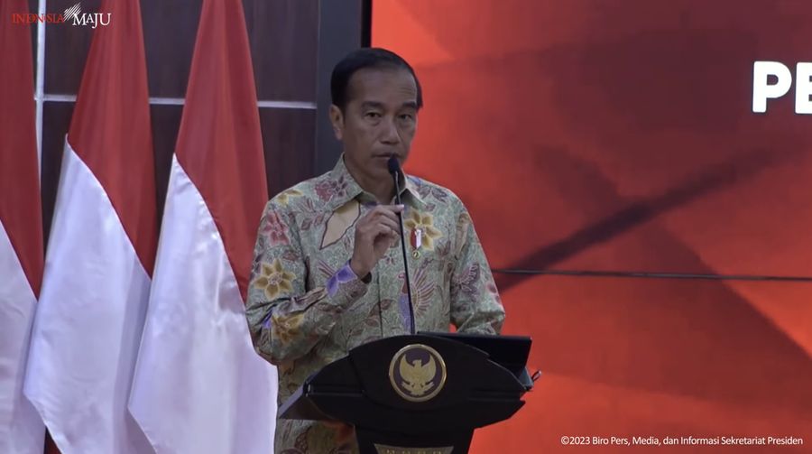 Presiden Jokowi Menghadiri Pembukaan Rakernas Program Pembangunan Keluarga, Kependudukan dan Keluarga Berencana (Banggakencana) dan Penurunan Stunting, Auditorium BKKBN Halim PK Jakarta Timur, 25 Januari 2023. (Tangkapan Layar Youtube Sekretariat Presiden)