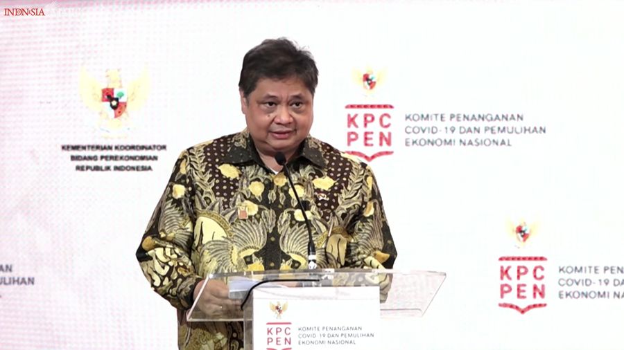 Airlangga Hartanto dalam acara Rakornas Transisi Penanganan Covid-19 dan Pemulihan Ekonomi Nasional 2023, Kamis (26/1/2023). (Tangkapan layar Youtube Setpres RI)