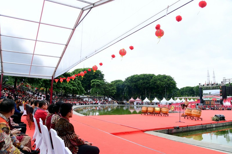 Presiden RI Jokowi di acara Perayaan Imlek Nasional Tahun 2023, Jakarta, 29 Januari 2023. (Muchlis Jr - Biro Pers Sekretariat Presiden) Presiden RI Jokowi di acara Perayaan Imlek Nasional Tahun 2023, Jakarta, 29 Januari 2023. (Muchlis Jr - Biro Pers Sekretariat Presiden)