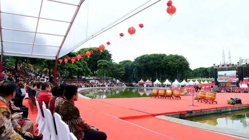Presiden RI Jokowi di acara Perayaan Imlek Nasional Tahun 2023, Jakarta, 29 Januari 2023. (Muchlis Jr - Biro Pers Sekretariat Presiden)