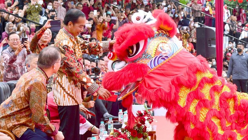 Presiden RI Jokowi di acara Perayaan Imlek Nasional Tahun 2023, Jakarta, 29 Januari 2023. (Muchlis Jr - Biro Pers Sekretariat Presiden)