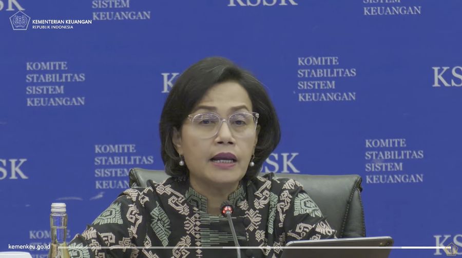 Menteri Keuangan Sri Mulyani memberikan keterangan pers KSSK: Hasil Rapat Berkala KSSK I Tahun 2023 (Tangkapan Layar Youtube Kemenkeu RI)
