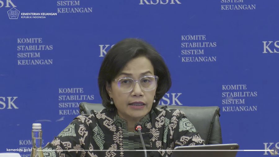 Menteri Keuangan Sri Mulyani memberikan keterangan pers KSSK: Hasil Rapat Berkala KSSK I Tahun 2023 (Tangkapan Layar Youtube Kemenkeu RI)