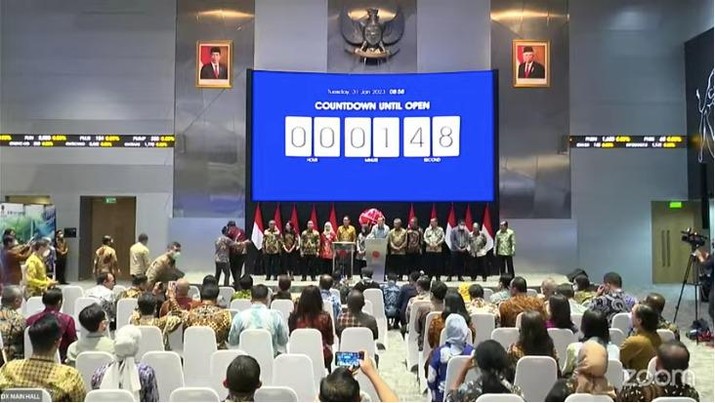 Pembukaan perdagangan PT Bursa Efek Indonesia dalam rangka peluncuran roadmap pasar modal Indonesia 2023-2027 dan apresiasi hasil penilaian Asean Corporate Governance Scorecard Tahun 2021 di BEI. Pembukaan perdagangan PT Bursa Efek Indonesia dalam rangka peluncuran roadmap pasar modal Indonesia 2023-2027 dan apresiasi hasil penilaian Asean Corporate Governance Scorecard Tahun 2021 di BEI. (Tangkapan Layar Youtube BEI)