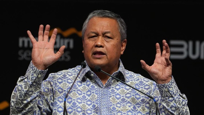Gubernur BI, Perry Warjiyo (Bloomberg via Getty Images/Bloomberg) Perry Warjiyo, governor of Bank Indonesia, speaks during the Mandiri Investment Forum in Jakarta, Indonesia, on Wednesday, Feb. 1, 2023. The annual investment forum co-hosted by Bank Mandiri and Mandiri Sekuritas will continue through Feb. 2. Photographer: Dimas Ardian/Bloomberg via Getty Images